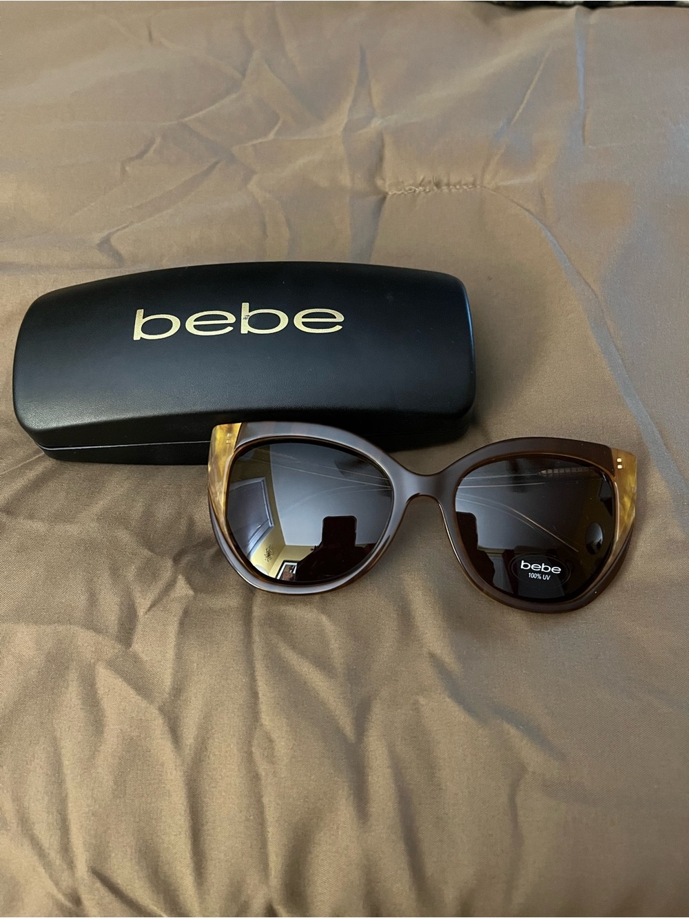 bebe Brown Gradient Cat Eye Sunglasses with Tortoiseshell Accents New